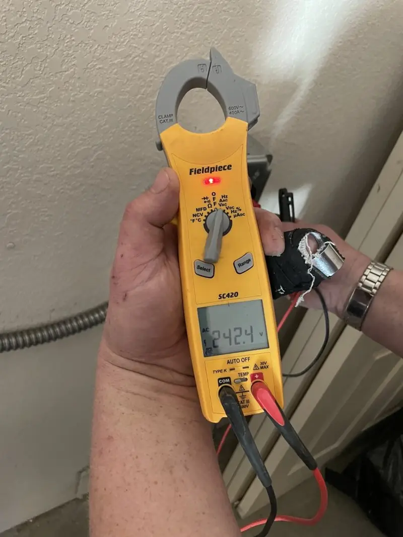 Voltage testing with clamp meter during Hot Tub / Pool Electrical Wiring in Somerville